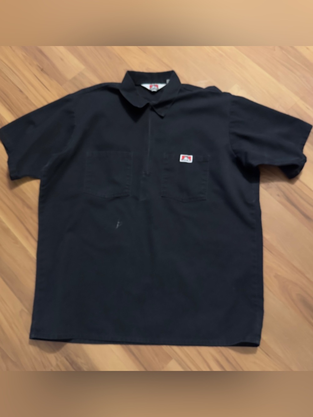 Vintage 90s Ben Davis Half Zip Work Shirt USA Made Black Boxy Fit Skate